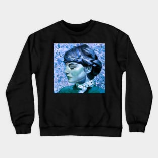 Movie star vintage blue print lady Crewneck Sweatshirt